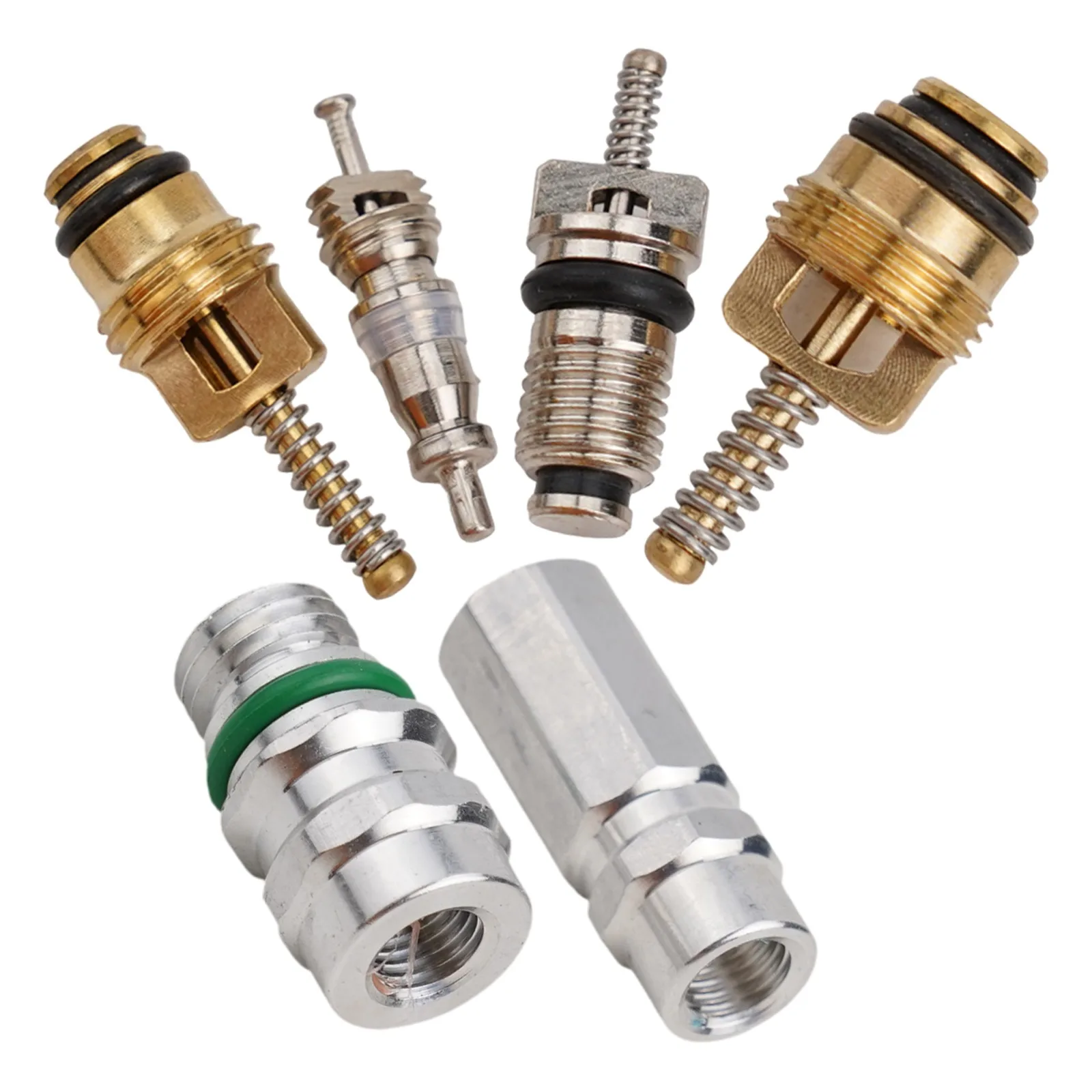 

For Car Air Conditioners Air Conditioning Valve Core AC Valve Core Kit Red Blue Silver Versatile Application Aluminum Material