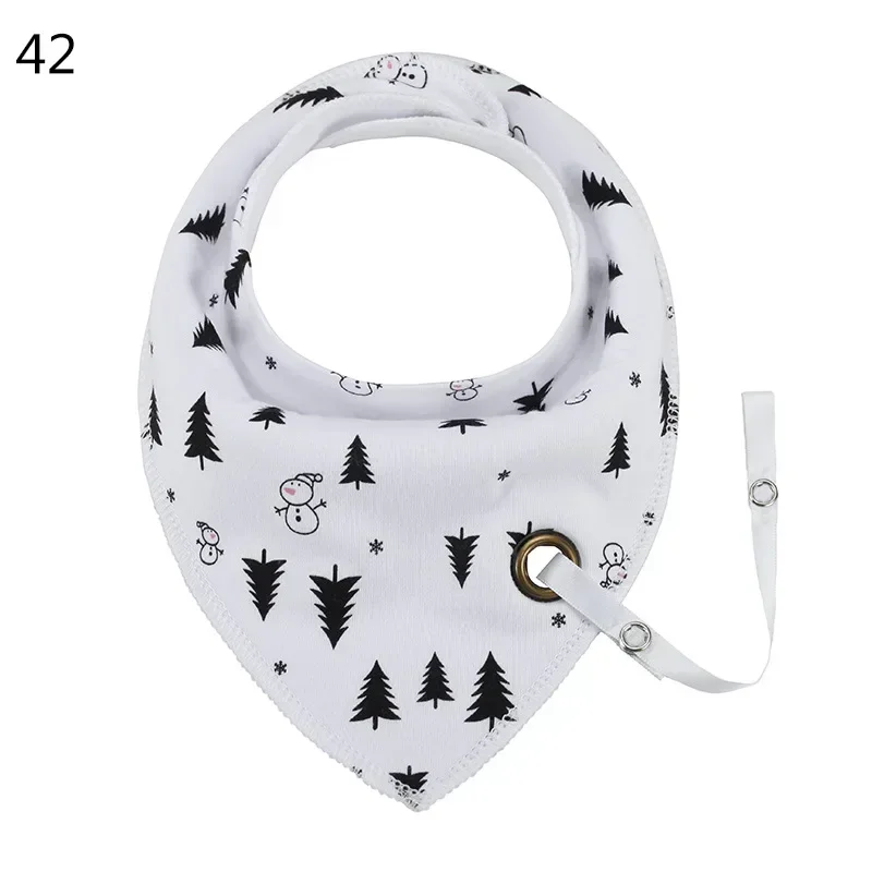 Baby Bibs Cotton Baby Feeding Apron Cute Baby Girls Boys Cartoon Feeding Scarf Bib Collar Bib Burp Cloth with Pacifier Chain