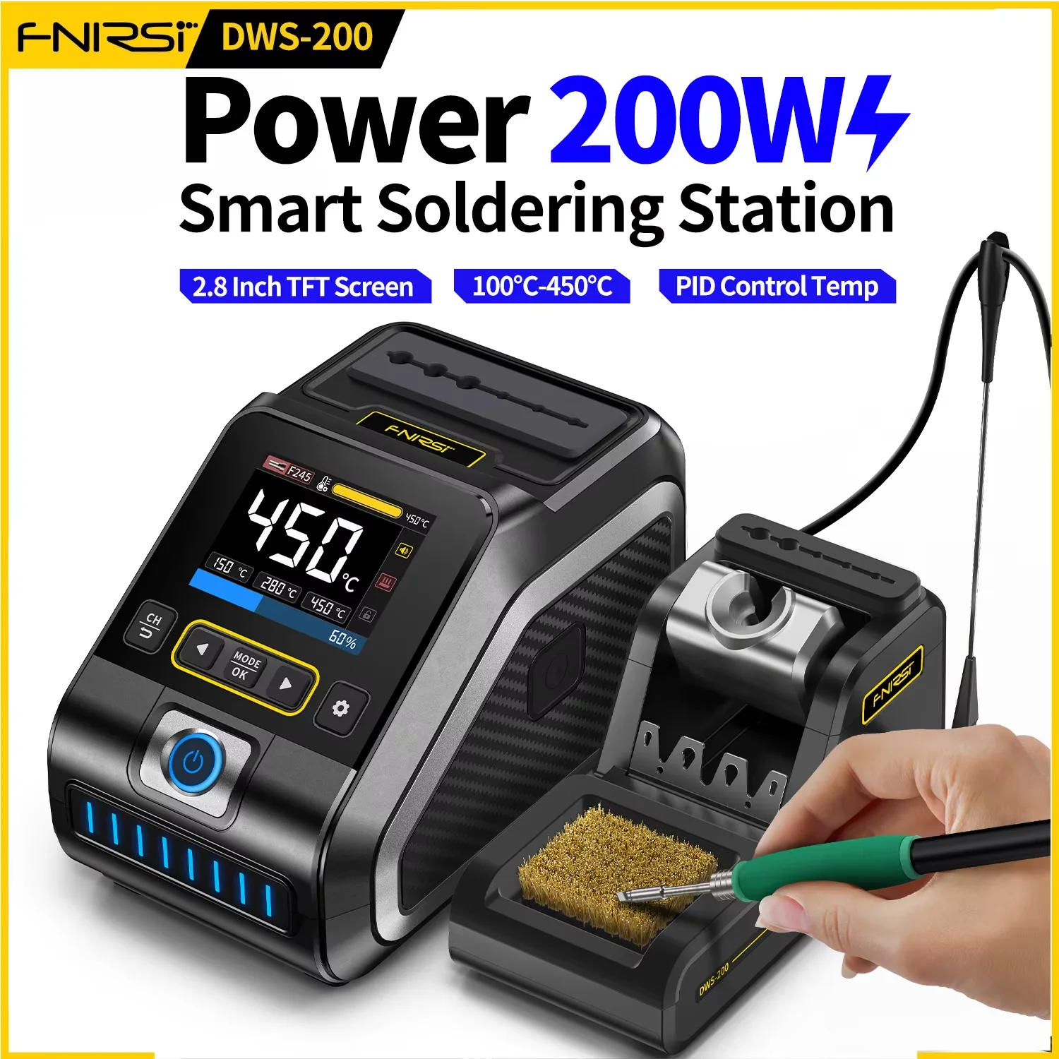 FNIRSI DWS-200 200 W Power Repaid Heilung Iron Staion C210 C245 Lötkolben Hand elektronische Schweiß-Nacharbeitsstation
