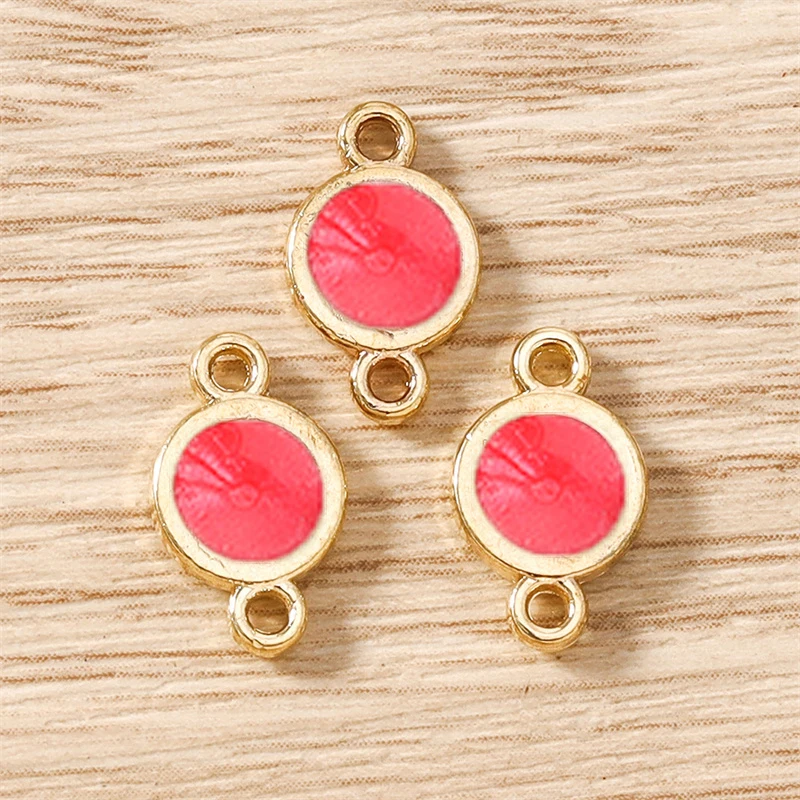 Tusember 20 Stück 8mm Emaille bunte Geburtsstein-Anhänger, flache runde Charms-Anhänger für DIY-Schmuckherstellung, Halskette, Armband, Basteln – Detail 4