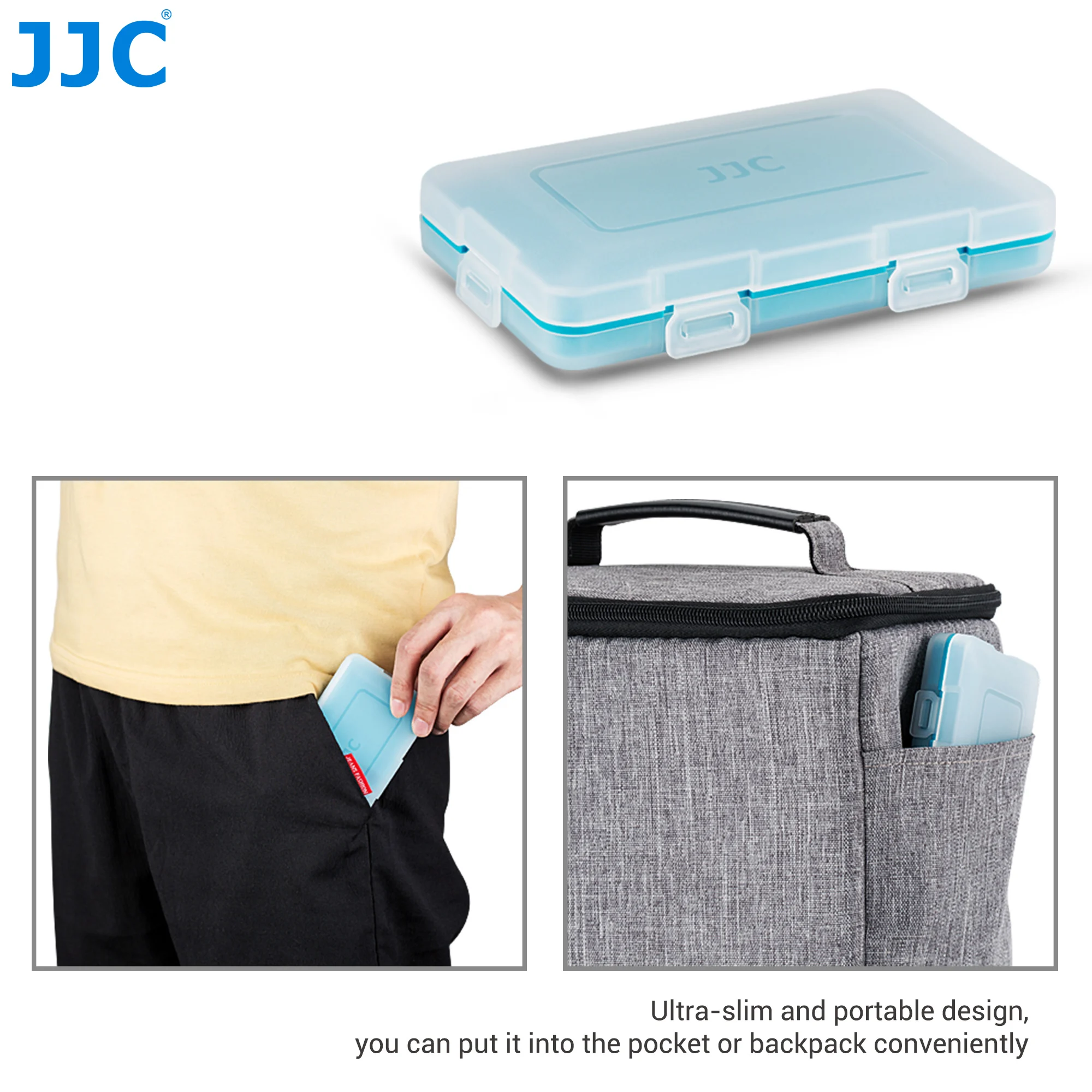 JJC 12 Slots CR2 CR15H270 Battery Storage Box Water-Resistant CR2 Battery Case Shockproof CR15H270 Batteries Organizer Container