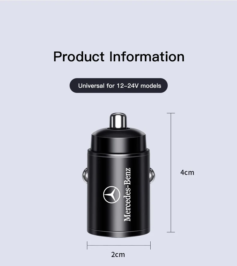 Car Fast Charger USB Type-C Ports Power Adapter Accessories For Mercedes Benz AMG W203 W206 W220 W205 W211 W212 W201 W210 W108