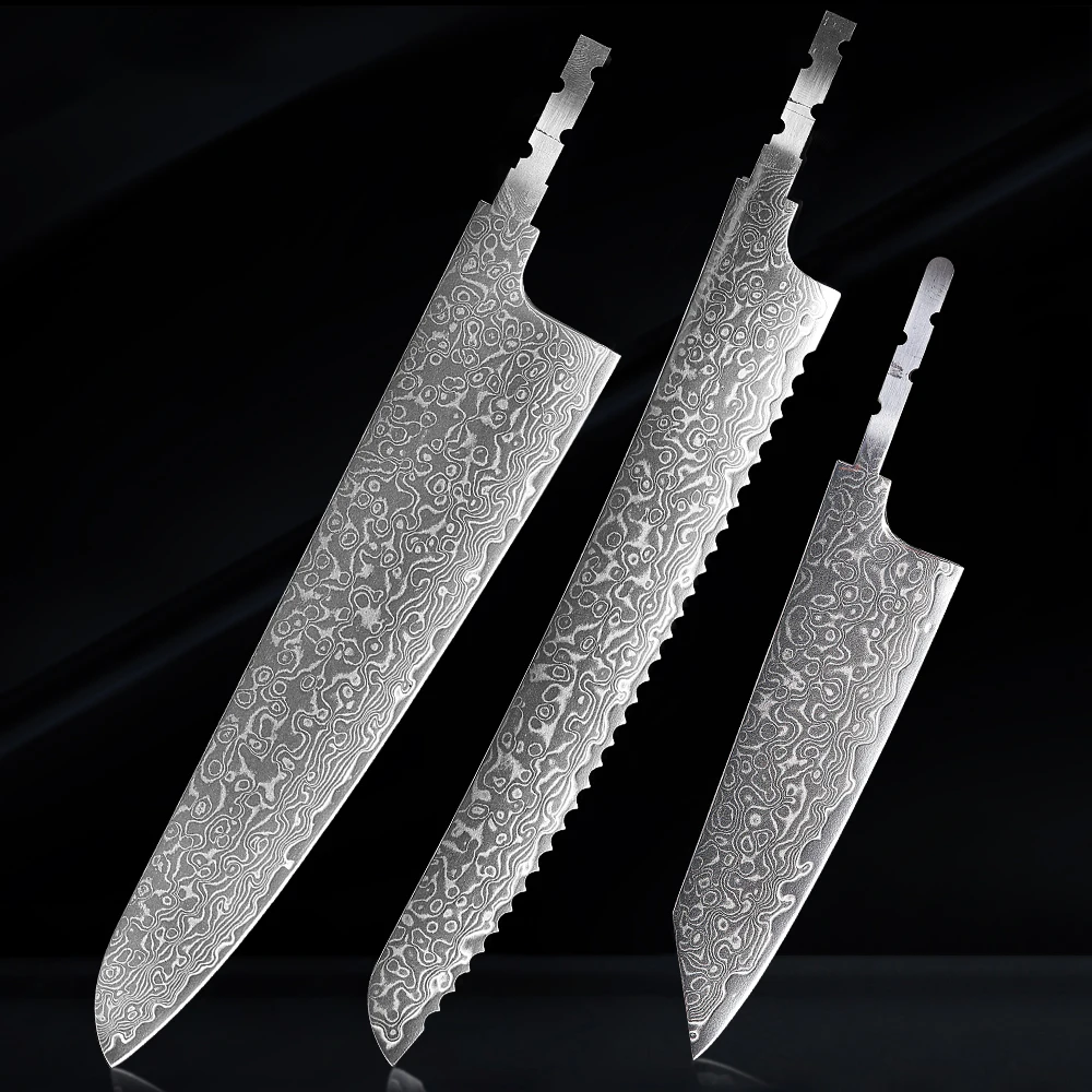 TURWHO 1–7 Stück japanische handgeschmiedete Kochmesser, leere Klinge, DIY Damaststahl, VG10, Küchenmesser, Klinge, DIY, handgefertigtes Messer