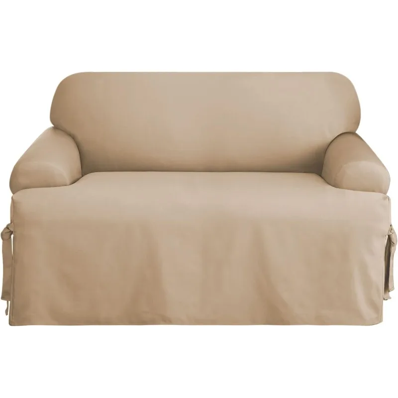 

Цельный чехол с Т-подушкой Cotton Duck Loveseat, чехол для мебели, свободная тканая посадка, 100% хлопок, можно стирать в машине, Т