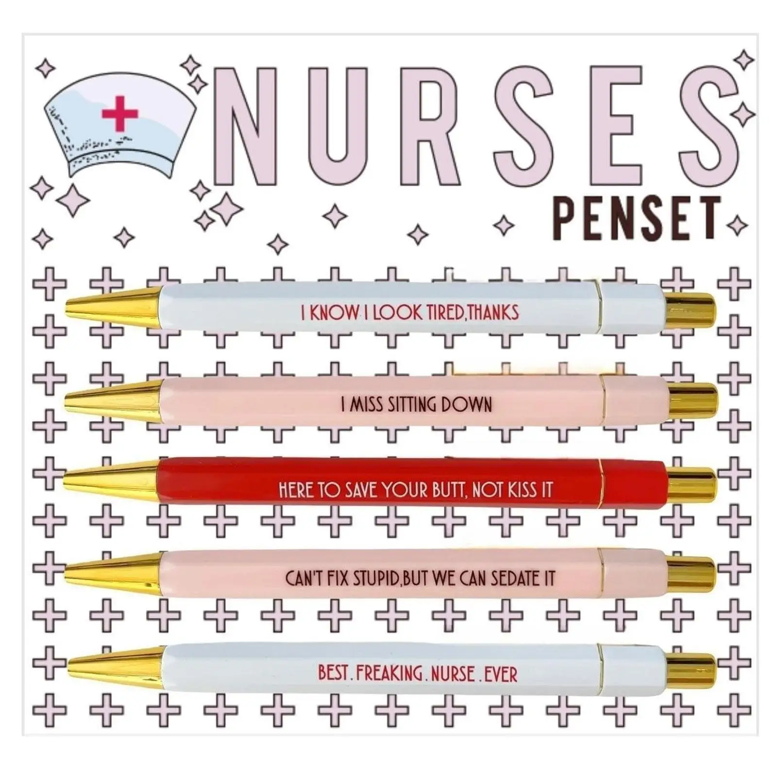 

5Pcs Nurses Pens Set Nursing Gifts Smooth Writing Pen Ballpoint Pens Bulk