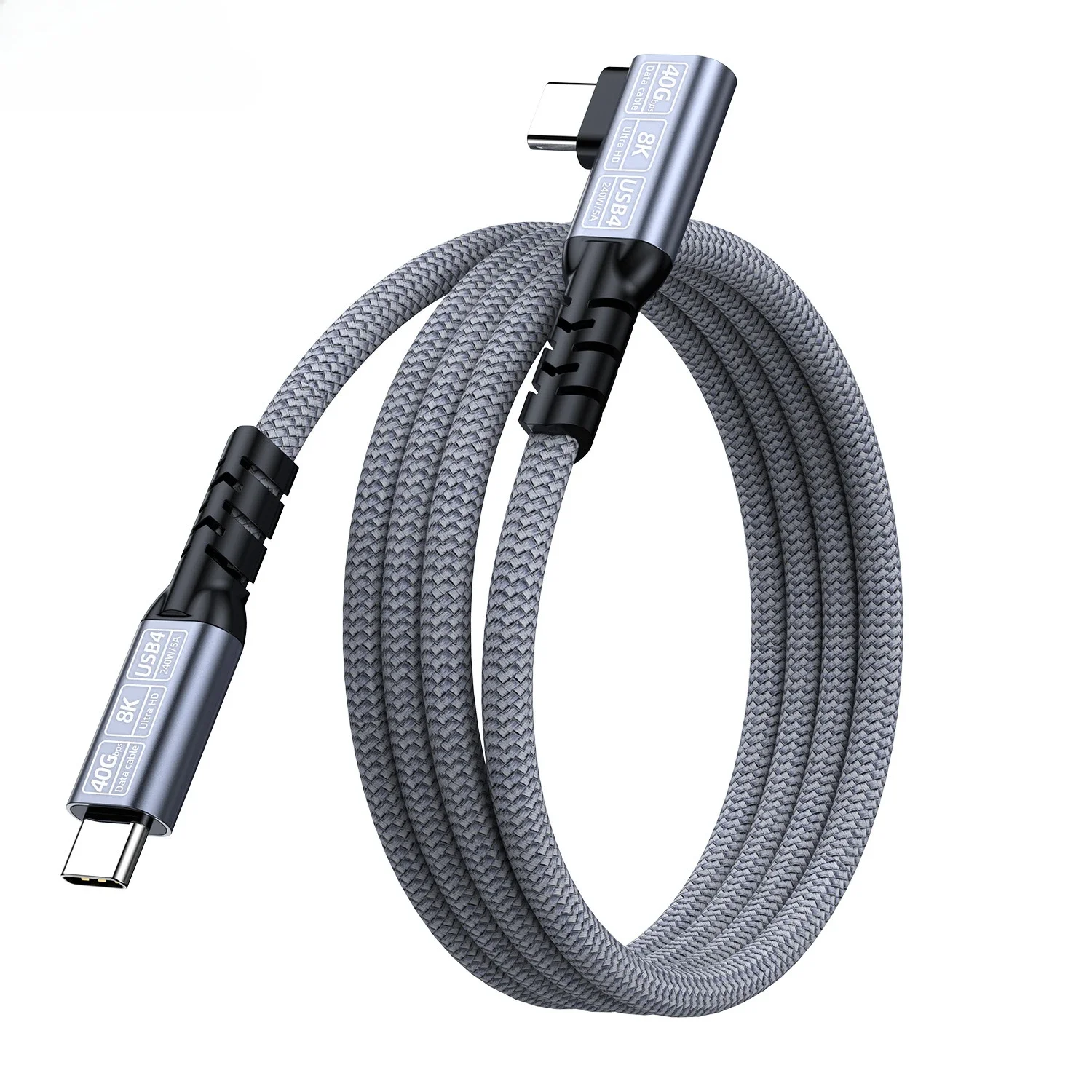 Cable Thunderbolt4 USB4 codo Cable de ángulo de 90 grados PD240W 40Gbps tipo C Cable de carga de datos Thunderbolt3 para Carplay portátil SSD