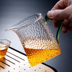 Hammer Pattern Heat Resisting Glass Tea Pitcher Square Creative Chinese Kung Fu Tea Set Accessory Chahai Glass Pitcher