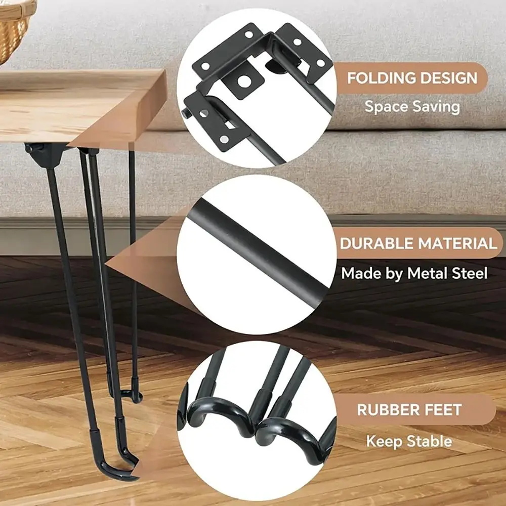 Stainless Steel Foldable Table Legs Load Bearing Enhance Stability Folding Table Legs Anti-slip Scratch-proof