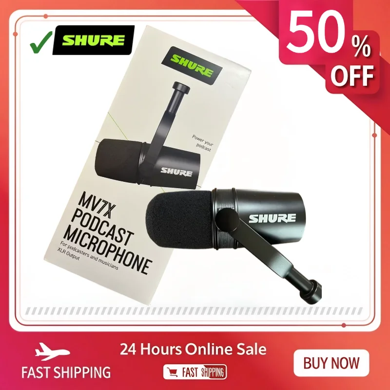ميكروفون صوتي ديناميكي احترافي من Shure MV7X مع واجهة XLR لتسجيل البث المباشر Dubbing وبث الألعاب #1
