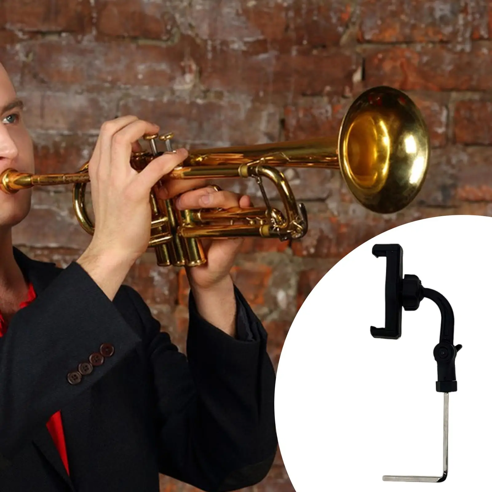 Trompeta teléfono Lira soporte para teléfono portátil resistente fácil leer PDF partituras y tomar vídeos accesorios para instrumentos de montaje para teléfono