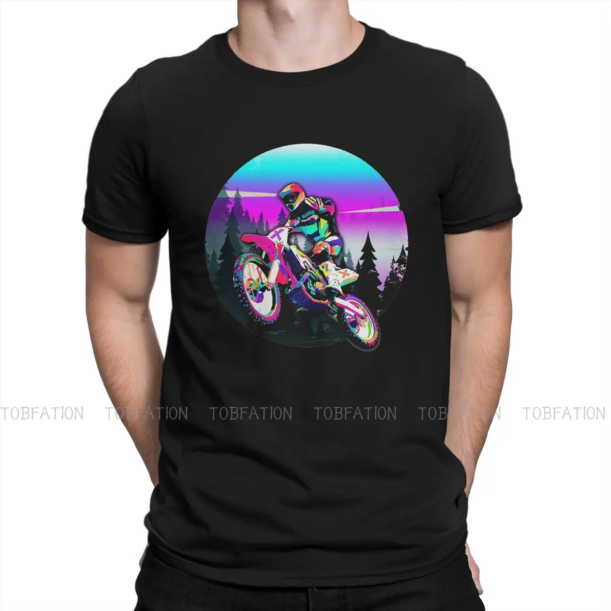 Adventure Motorcycle Tour Colorful  T Shirt Vintage Graphic High Quality Tshirt Large O-Neck Men Clothes