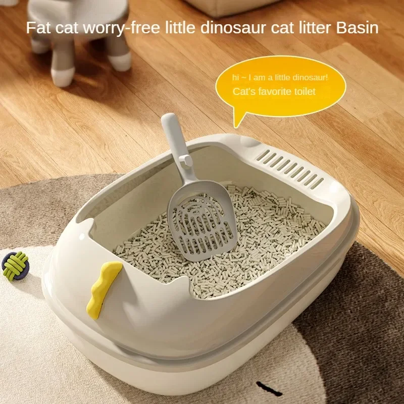 

Cat Litter Box Products New Dinosaur Cat Litter Basin Semi Enclosed Cat Poop Basin Kitten Restroom Litter Tray Pet Toilet