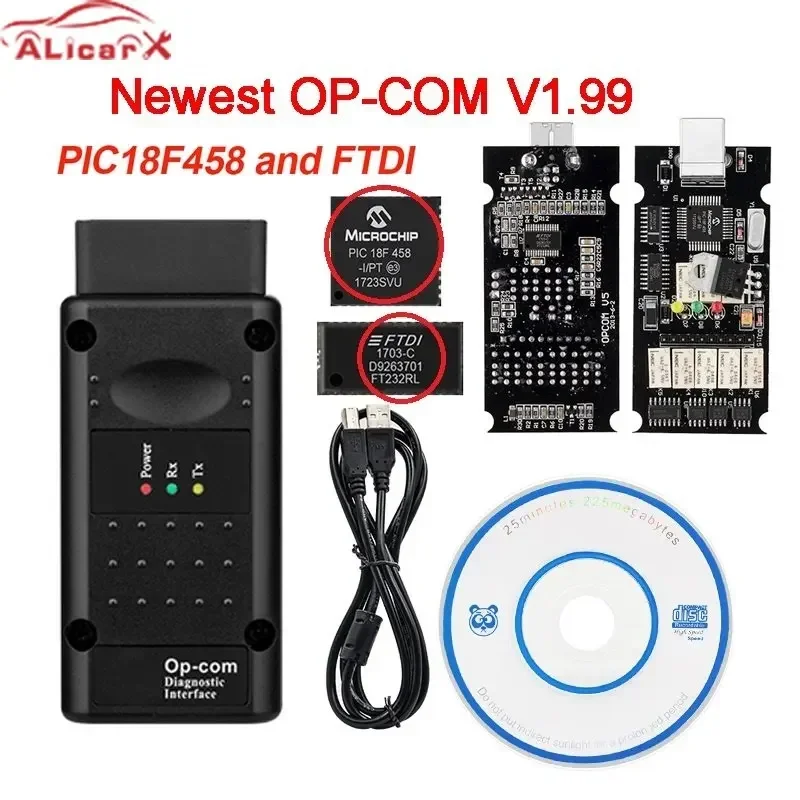 Top Quality V1.99 OPcom PIC18F458 FTDI Chip 200603a Op-com OBD2 Car Diagnostic Tool for Opel OPCOM flash update 2024 OPCOM V1.99