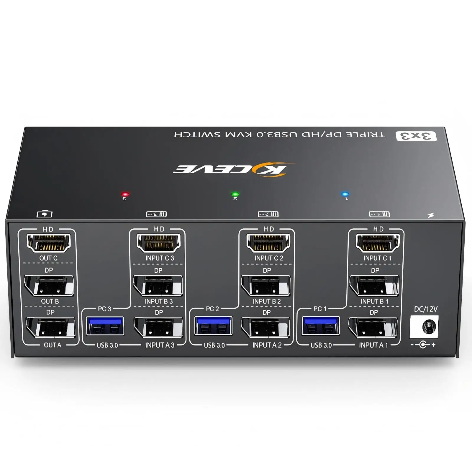 8K KVM Switch 3 Monitors 2/3 Computers HDMI+DisplayPort,KCEVE USB 3.0 KVM Switch,8K@60Hz/4k@144Hz Triple Monitor KVM for 2/3 PC