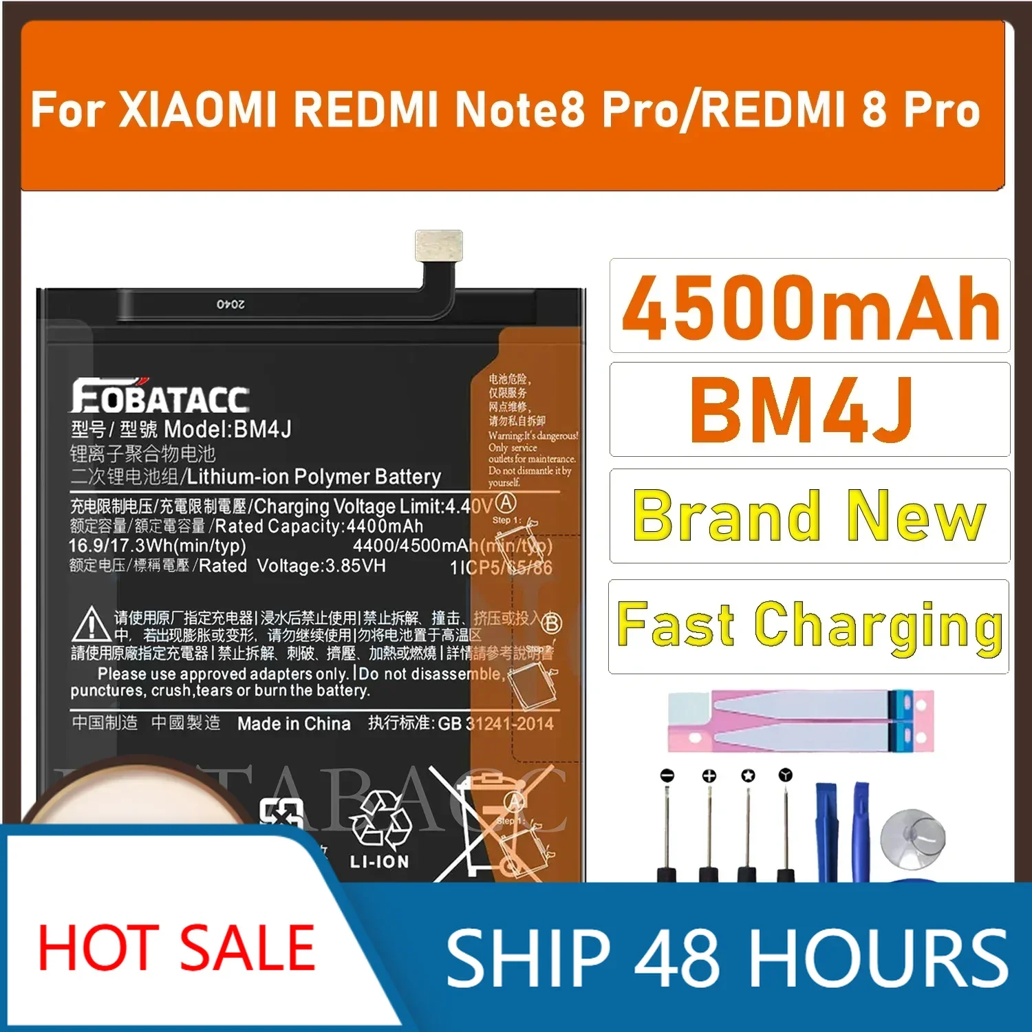 2025 Years EOBATACC New 100% Original Battery BM4J For Xiaomi   Note8 Pro/8 Pro   Batteries + Free Tools