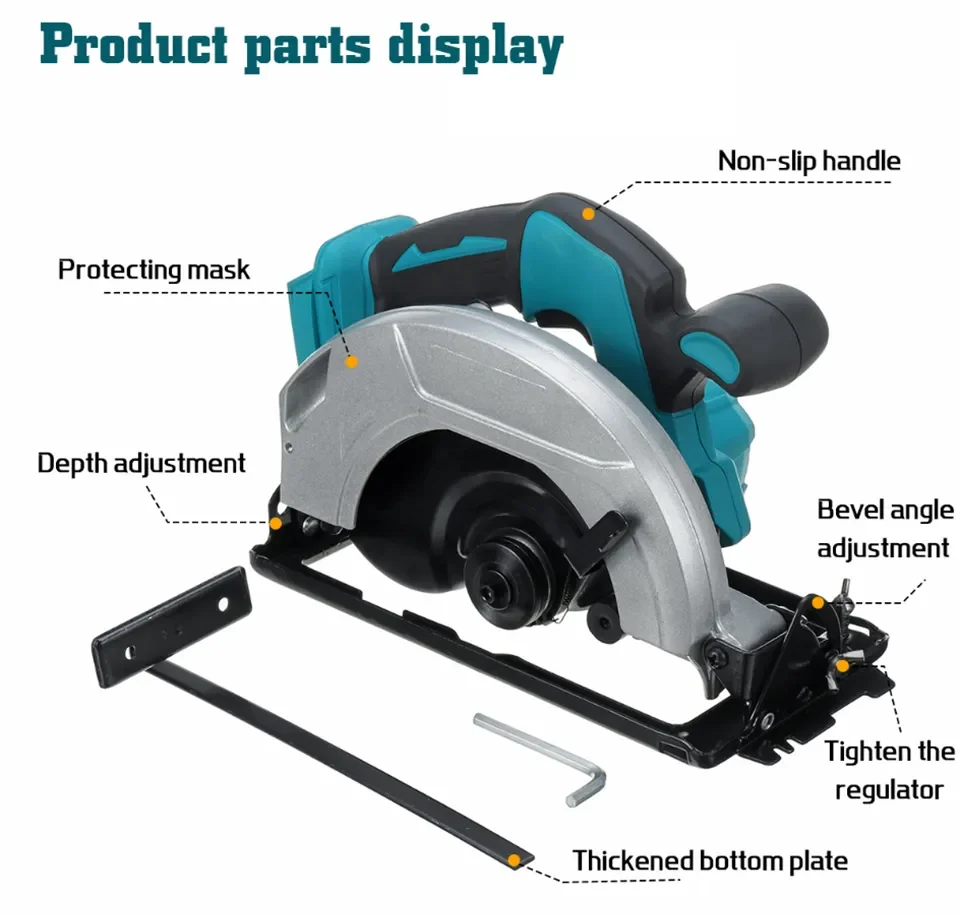 Electric Circular Saw 7Inch Brushless For Wood Cordless Circular Saw Woodworking Power Tools For Makita 18V Battery