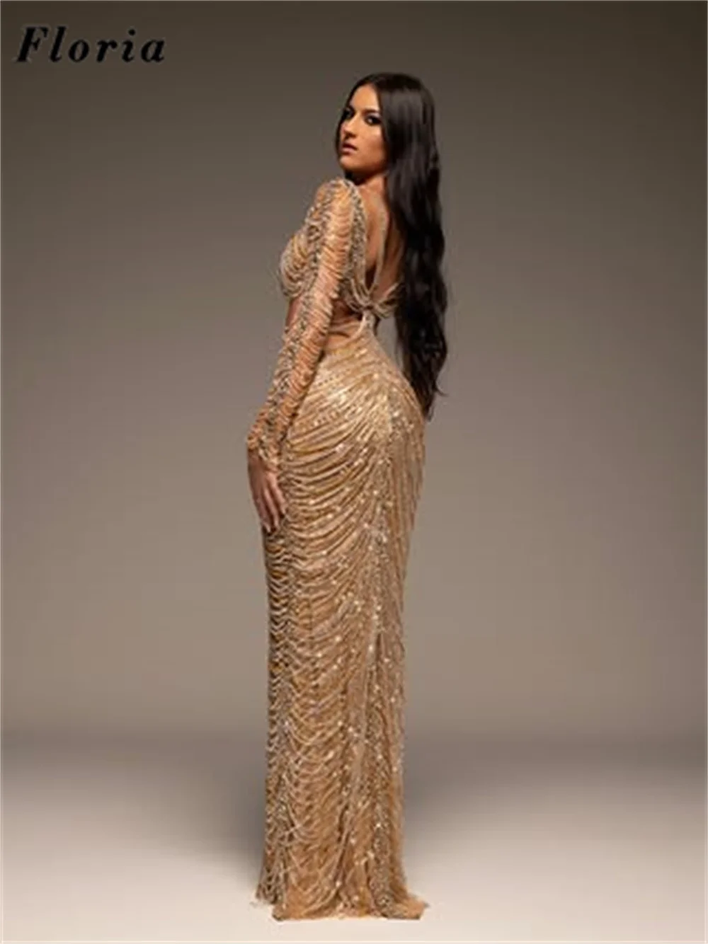 Gorgeous Gold Full Pearls Beaded Evening Dresses Customized Tassel Mermaid Prom Dress Vestido De Noite Wedding Party Gowns 2026