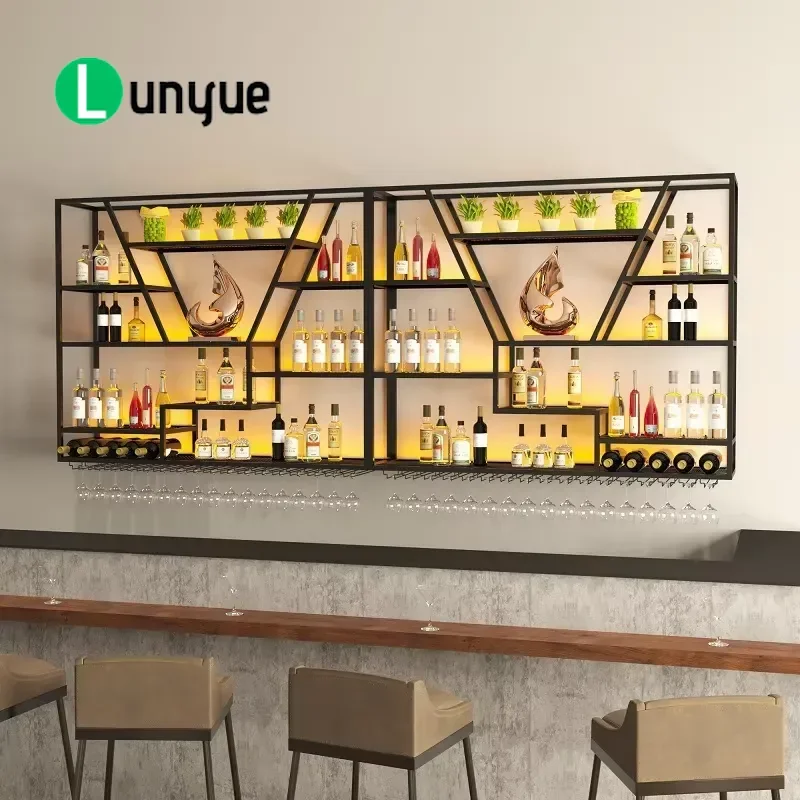 440cm Iron Wall Mounted Wine Display Stand Collapsible Panel Storage Rack for Living Room Dining Room Fashion Furniture