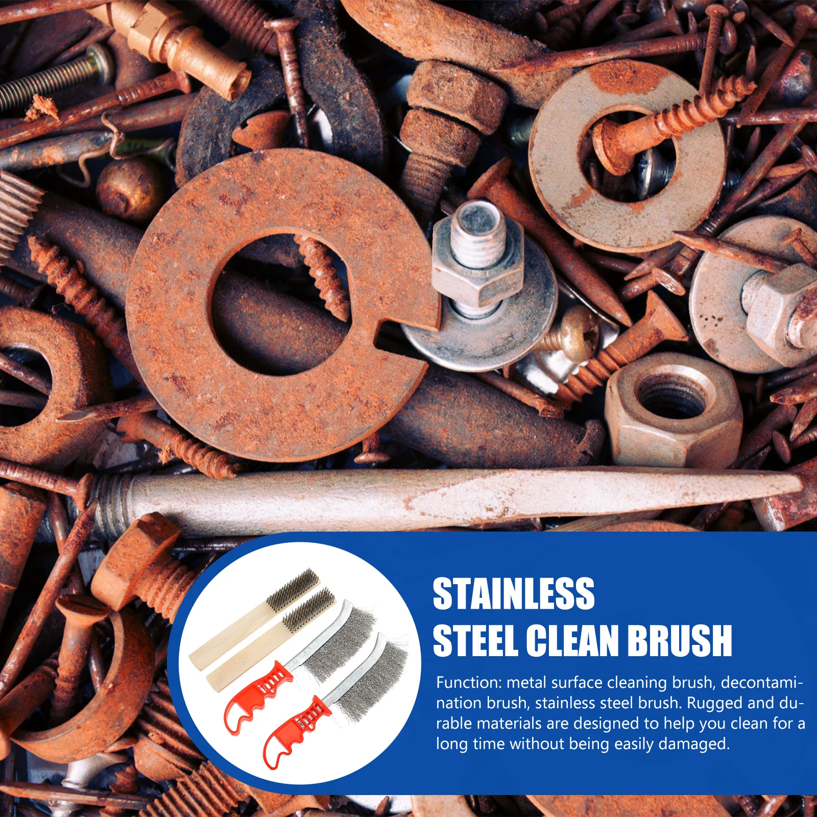 

4 Pcs Stainless Steel Cleaning Brush Metal Brushes Parts Rust Cleaner Removal Scrubbers