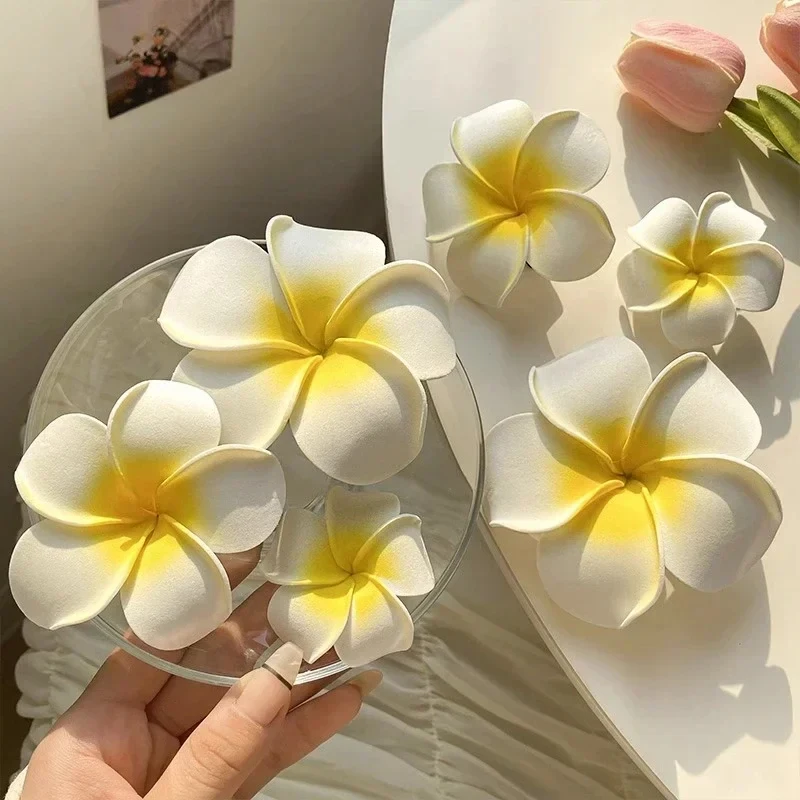 3pcs Plumeria Flower Hair Clips For Women Hairpins Girls Side Bangs Clips Flower Barrette Hawaiian Party Bag Hat Accessories
