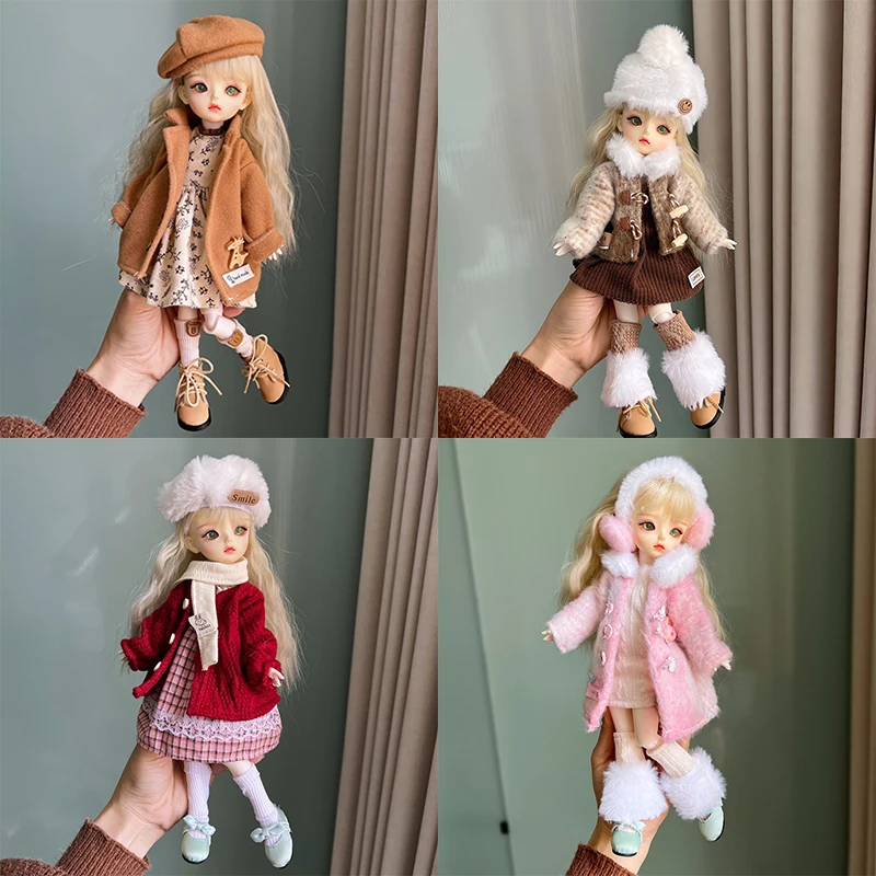 30cm BJD Doll Clothes 1/6 Scale Winter Coat Dress Hat Set Skirt DIY Replace Handmade  Fashion Outfit Girl Toy Gift Accessories