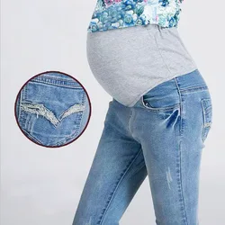 Denim Jeans Maternity Pants For Pregnant Women Clothes Vintage Abdominal Pencil Pants High Waist Trousers Pregnancy Jeans New