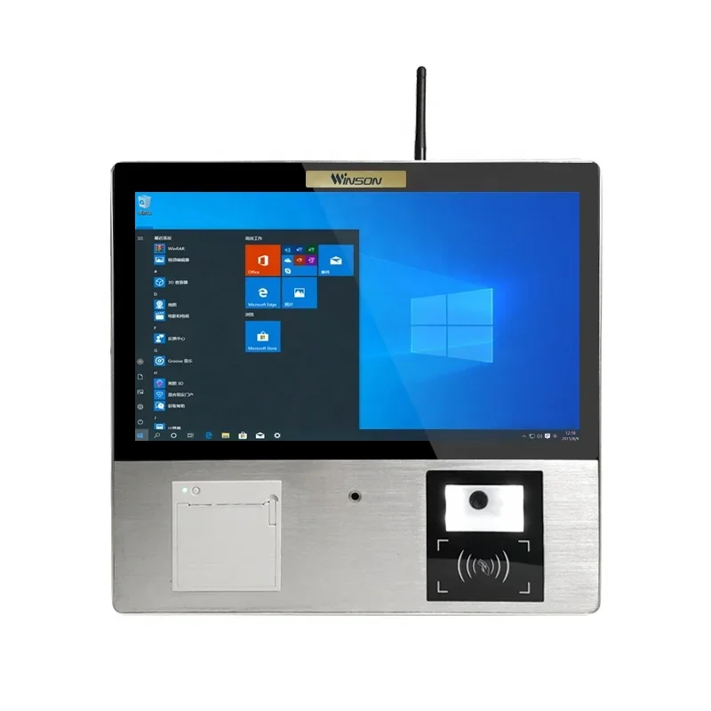 Winson Window System 15.6 inch Self-service Price Checker Barcode Scanner Kiosk with Thermal Printer
