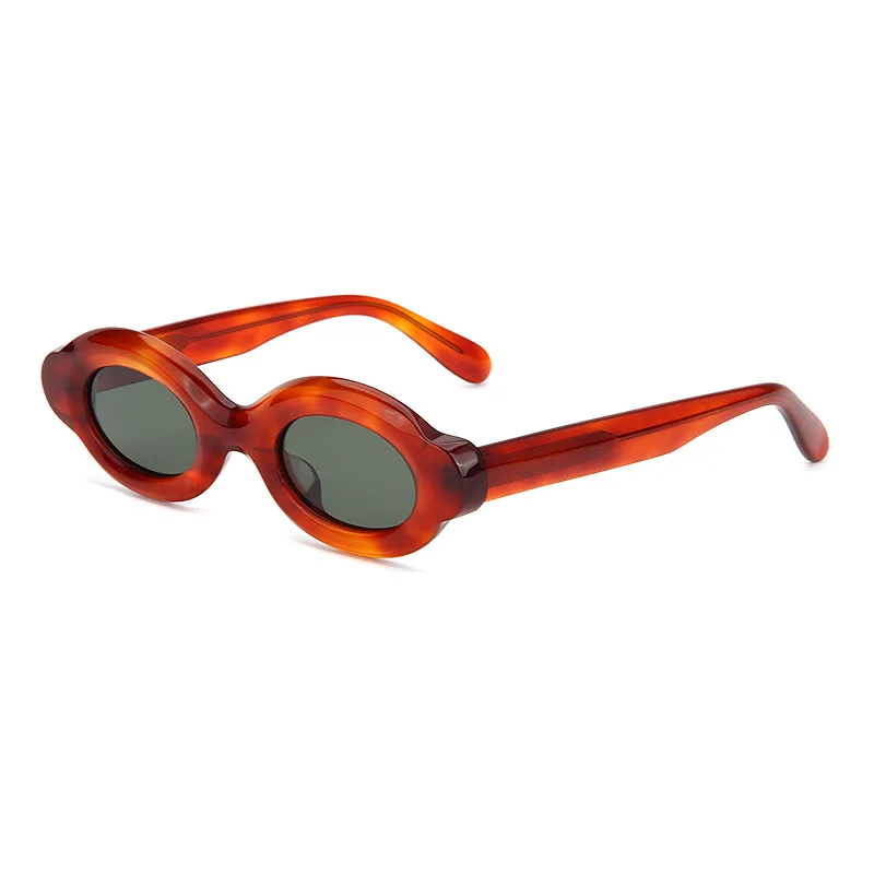High Quality Polarized Small Frame Thick Oval Hip Hop Sunglasses Woman Retro Patchwork  Fashion Glasses Women Eyewear Men 145mm