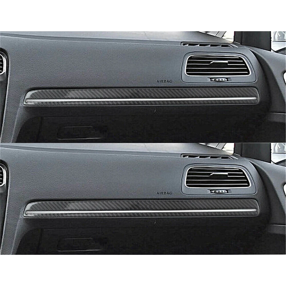 Car Co-pilot Dashboard Panel Strip Cover Trim Carbon Fiber Black Frame Fit for VW Golf 7 GTI MK7 2014 2015 2016 2017 2018 2019