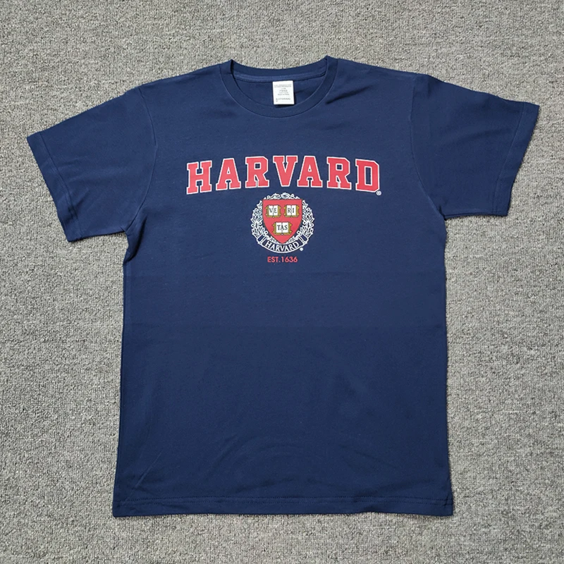 

Classic Harvard Universi Cotton T-irt Loose ort Sve Letter Print Summer Faion Casual round Ne Top for Youth