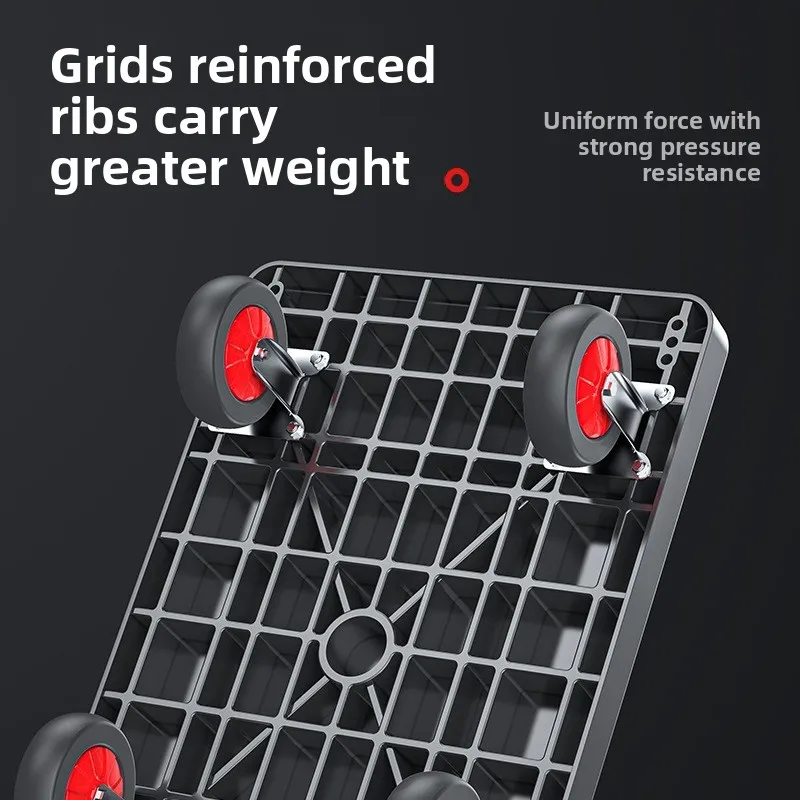 عربة سحب قابلة للطي، شاحنة سحب صغيرة، مقطورة مستودع، محمولة بأربعة عجلات، التعامل الصامت، شاحنة مسطحة #4