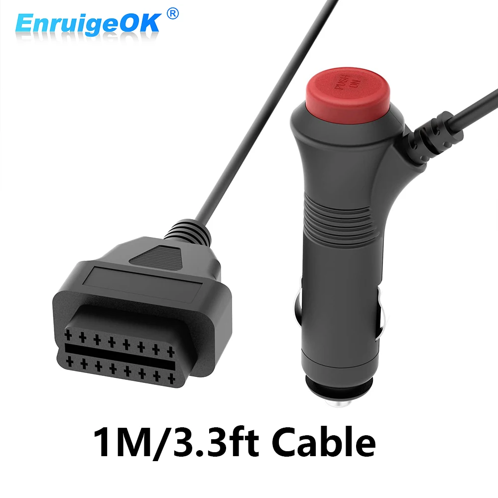 

Автомобильный адаптер для зарядки OBD2 16-контактный разъем питания OBD мама с кнопкой переключения 12 в источник питания постоянного тока Кабель ЭБУ 1 м/3,3 фута