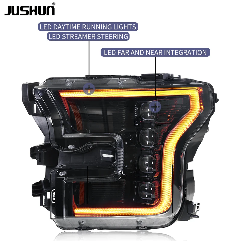 JUSHUN 2015-2020 フォード F150 SVT ラプター ヘッドライトアセンブリ 黄変なし 新品 オート フォーレンズ カーヘッドランプ