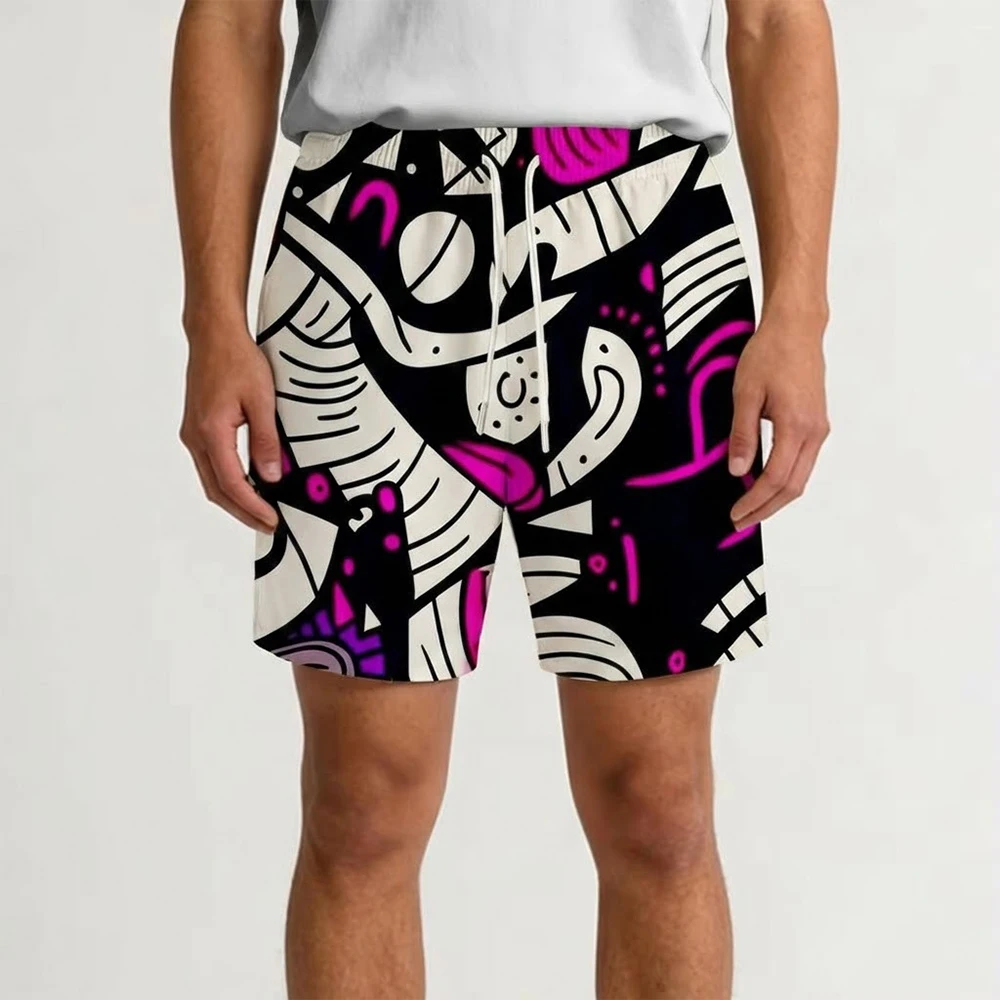 

Мужские шорты в уличном стиле граффити, художественные уникальные повседневные пляжные шорты в стиле хип-хоп Y2k, модные уличные танцевальные спортивные дышащие брюки