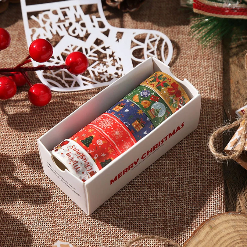 6Rolls Christmas Washi Tapes Scrapbooking Supplies Washi Tape Set Festival Stationery Cinta Adhesiva Decorativa Masking Tape