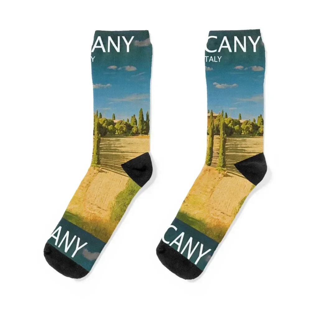 

Tuscany Italy - Retro Tuscan Landscape Socks kids Run luxury happy Socks Man Women's