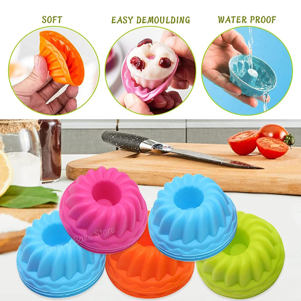 12PCS/Set Mini Pumpkin Shaped Silicone Mold DIY Portable Reusable Donut Mould Muffin Chocolate Biscuits Jelly Bread Baking Pan