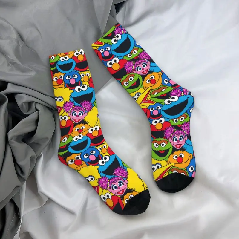 Cute Sesames Street Cookie Monster Socks Men Women Warm 3D Printing Happy Elmo Football Sports Socks