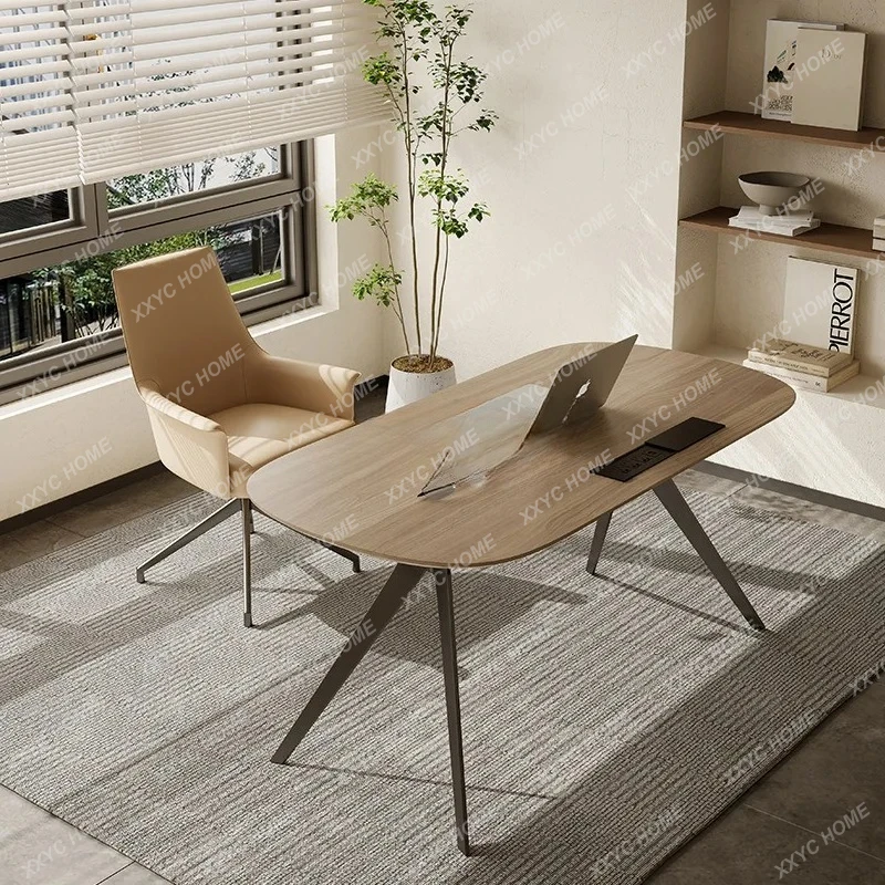 

A Wabi Sandy Wind Solid Wood Desk Modern Simple Home Study Office Computer Desk