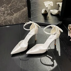 Nuove scarpe da sposa bianche con nastro a una linea scarpe da sposa con fiocco dolce tacchi grandi