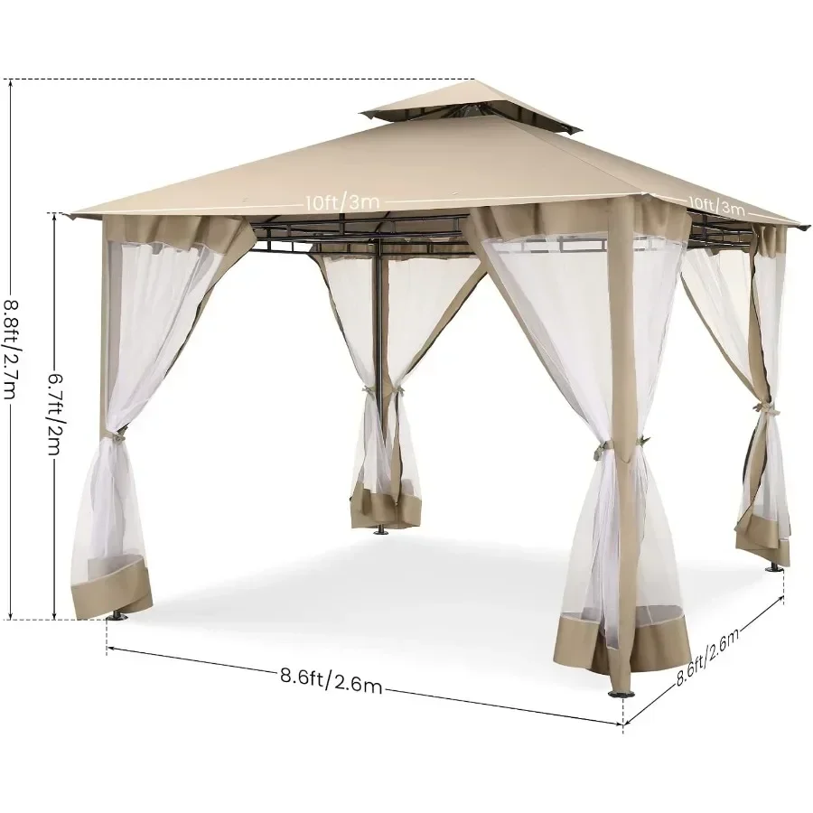 Gazebo eavy Duty Gazebos with Improved Nettings Outdoor Gazebo Double Roof Patio Gazebos with Metal Steel Frame Outdoor Canopy