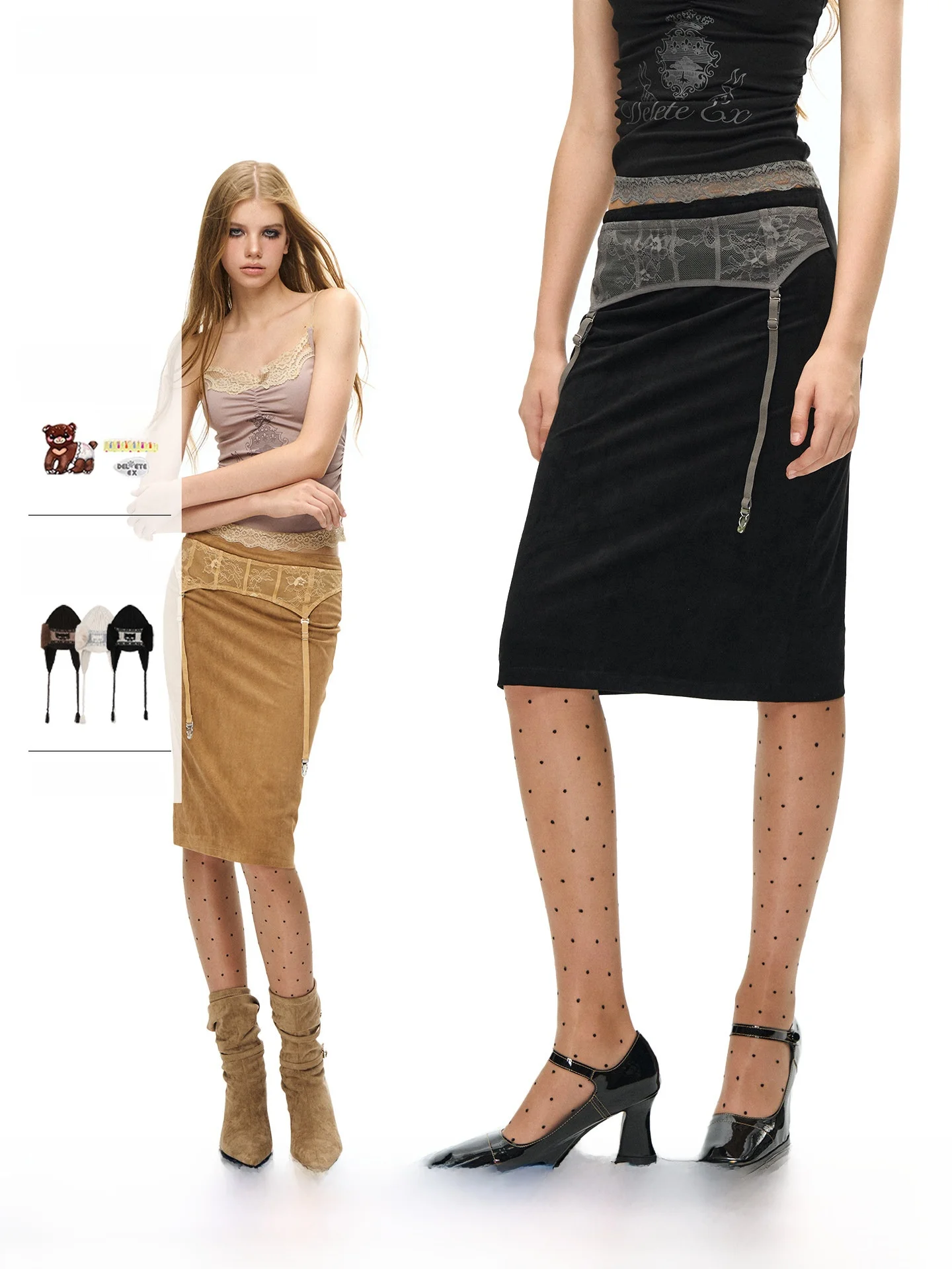 DeleteEX Retro Suede Midi Skirt Commuter Style Wrap around mid Long Skirt Half Length Skirt Mermaid Skirt Polyester Fiber