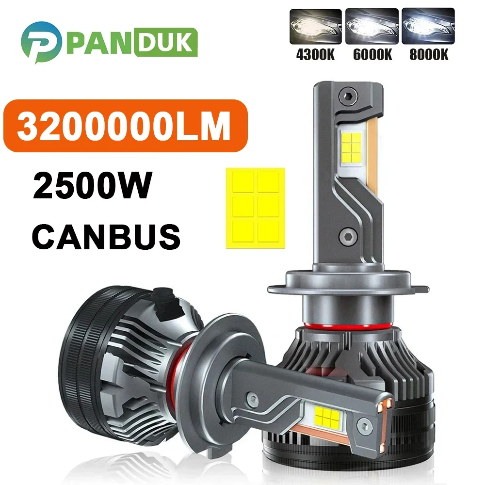 

PANDUK 4300K H7 H4 H11 Светодиодная лампа 3200000LM 2500W 3 медная трубка Светодиодные фонари для автомобиля H1 HB3 9005 HB4 9006 K5C K5F 12V Лампа для фар