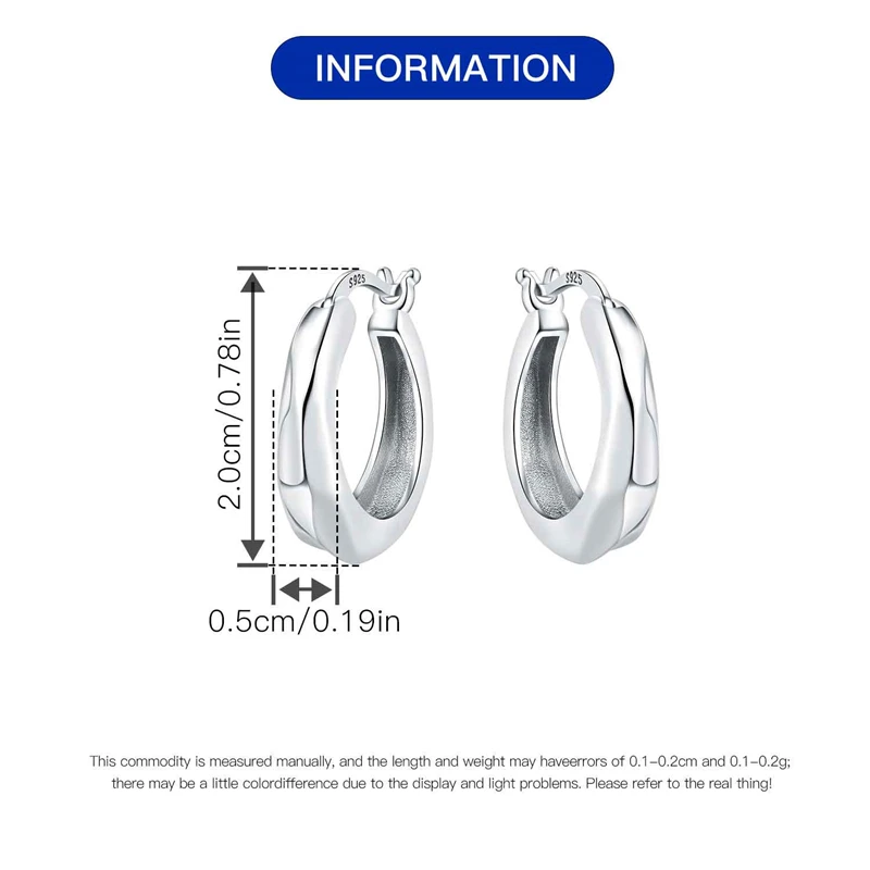925 Sterling Silver Large Double Hoop Earrings With Simple Texture Earrings For Lady Women Birthday Party Gifts Fine Jewelry