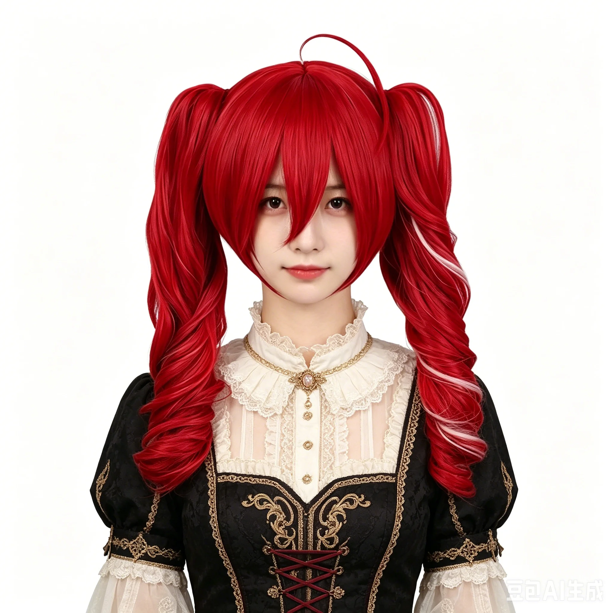 Detachable Clip-on Pigtails Wig Red with White Highlights Natural Looking Easy to Care Kasane Teto Cosplay Wig For Women Daily
