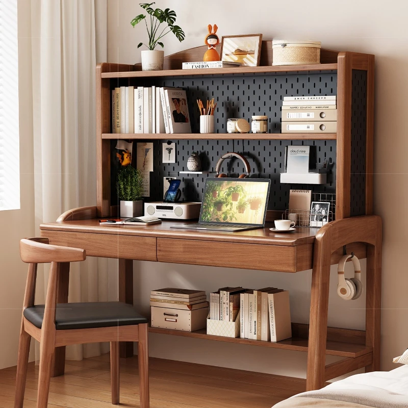 Solid wood desk Lifting children's study table with hole board Computer table Student household