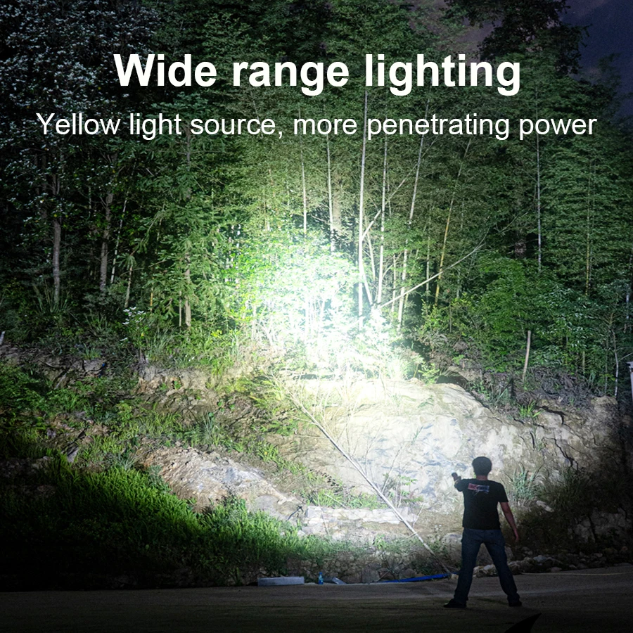 Portable Tactical Torch 100000 LM Most Powerful Flashlight Rechargeable Light Built-in Battery LED Work Lights For Fishing