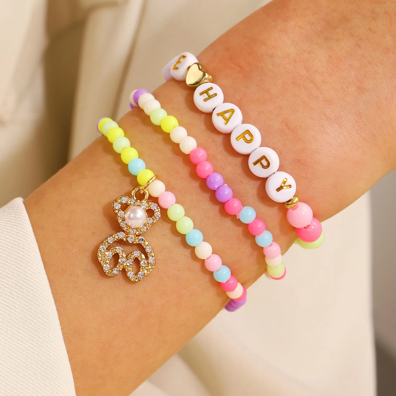 Fashion Colorful Beaded Bracelet Set Bohemian Style Women's Jewelry Gifts