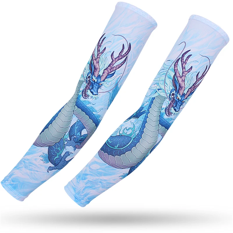 Arm Compression Sleeve for Men and Women, 3D Sports Arm Warmer, Cycling Arm Warmer, Running, Basketball, Ice Fabric, UV Protecti