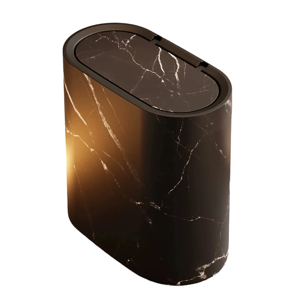 Graceful Slim Trash Can with Lid for Refined Indoor Spaces PP Plastic Waste Bin with Narrow Footprint and Wide Mouth Opening